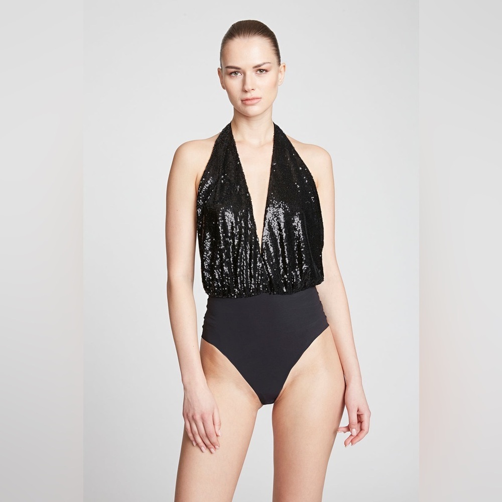 HALSTON CARY SEQUINS BODYSUIT Size 4 - Picture 2 of 10